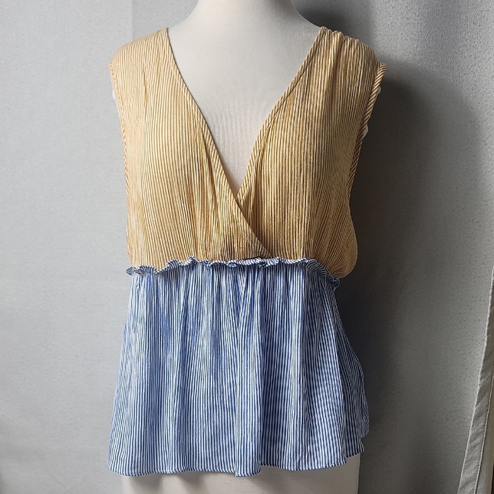 BP. NWT Small Yellow and Blue Striped Blouse